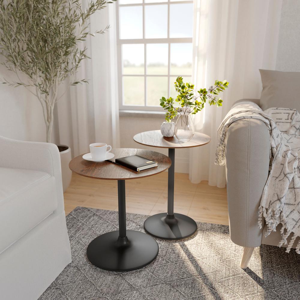 and Iron Modern Pedestal Accent Tables (Set of 2). Picture 7