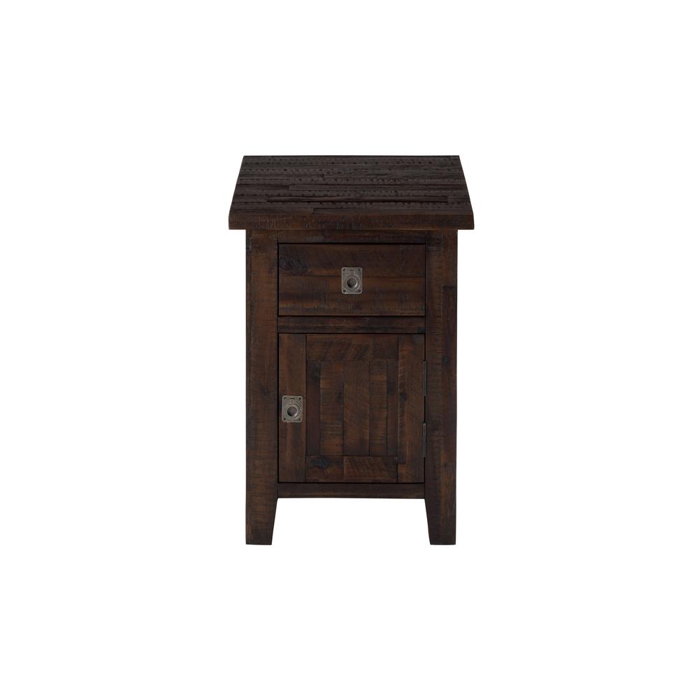 Kona Grove Distressed Rustic Solid Acacia Cabinet Chairside End Table with Storage, Chocolate Dark Brown. Picture 1