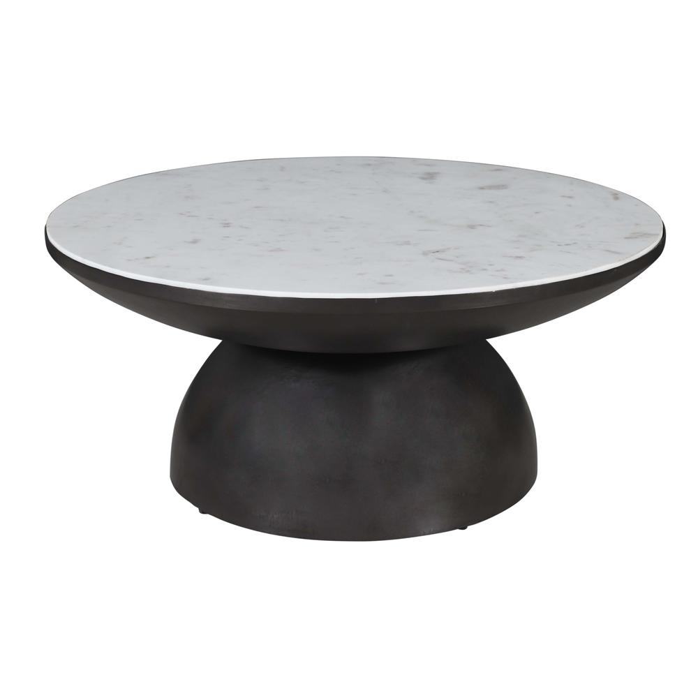 Modern Luxury Marble and Iron 35" Round Pedestal Coffee Table. Picture 3