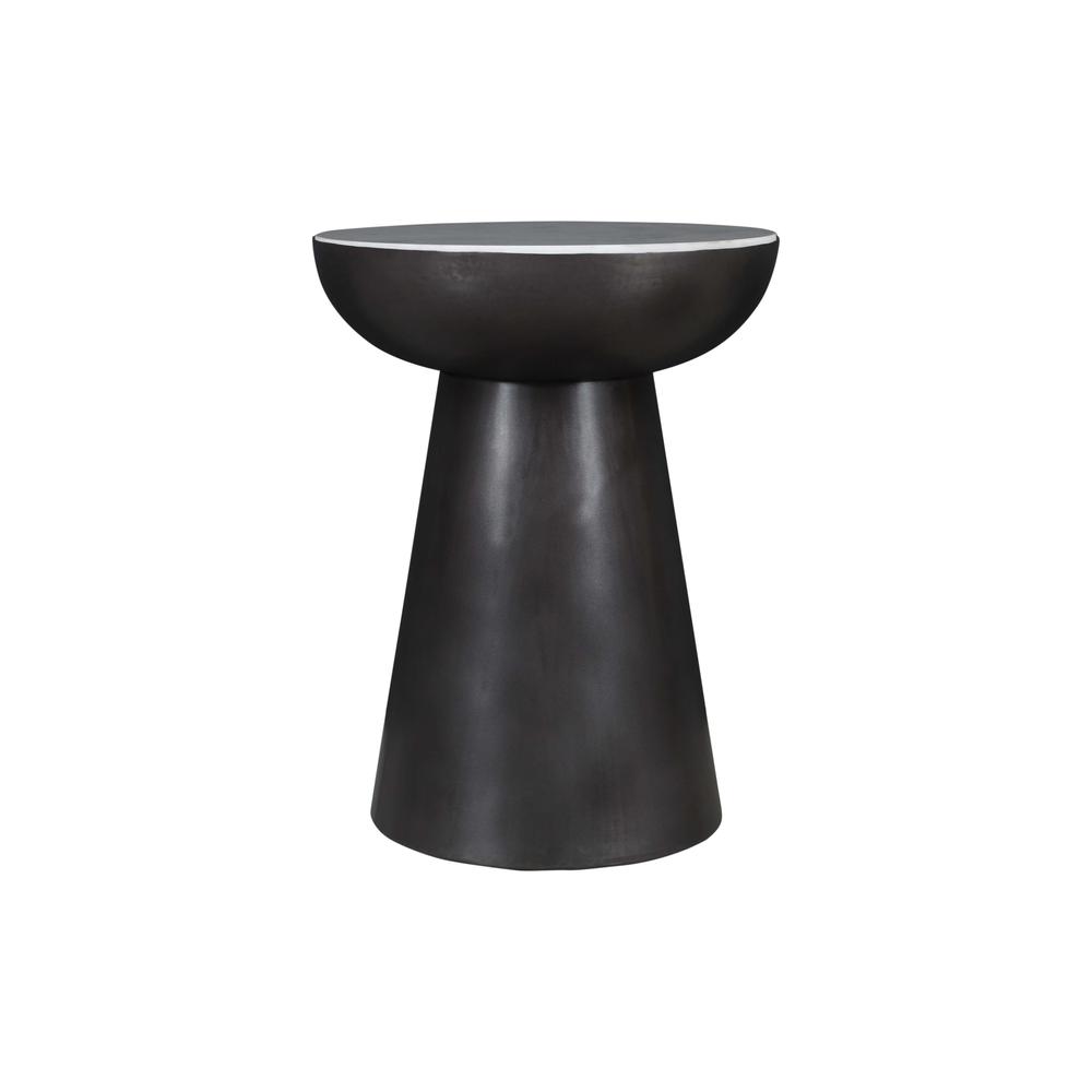 Modern Luxury Marble and Iron 18" Round Pedestal End Table. Picture 1