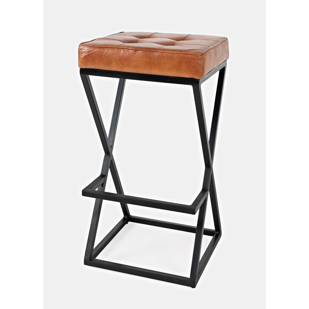 ed Modern Leather Backless Stool. Picture 2
