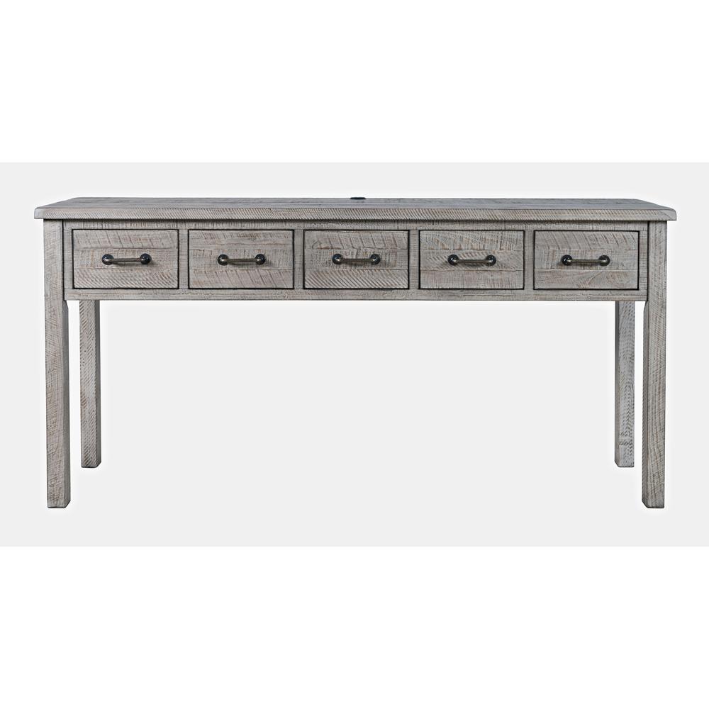 67" Washed Finish Five Drawer USB Charging Sofa Table. Picture 1