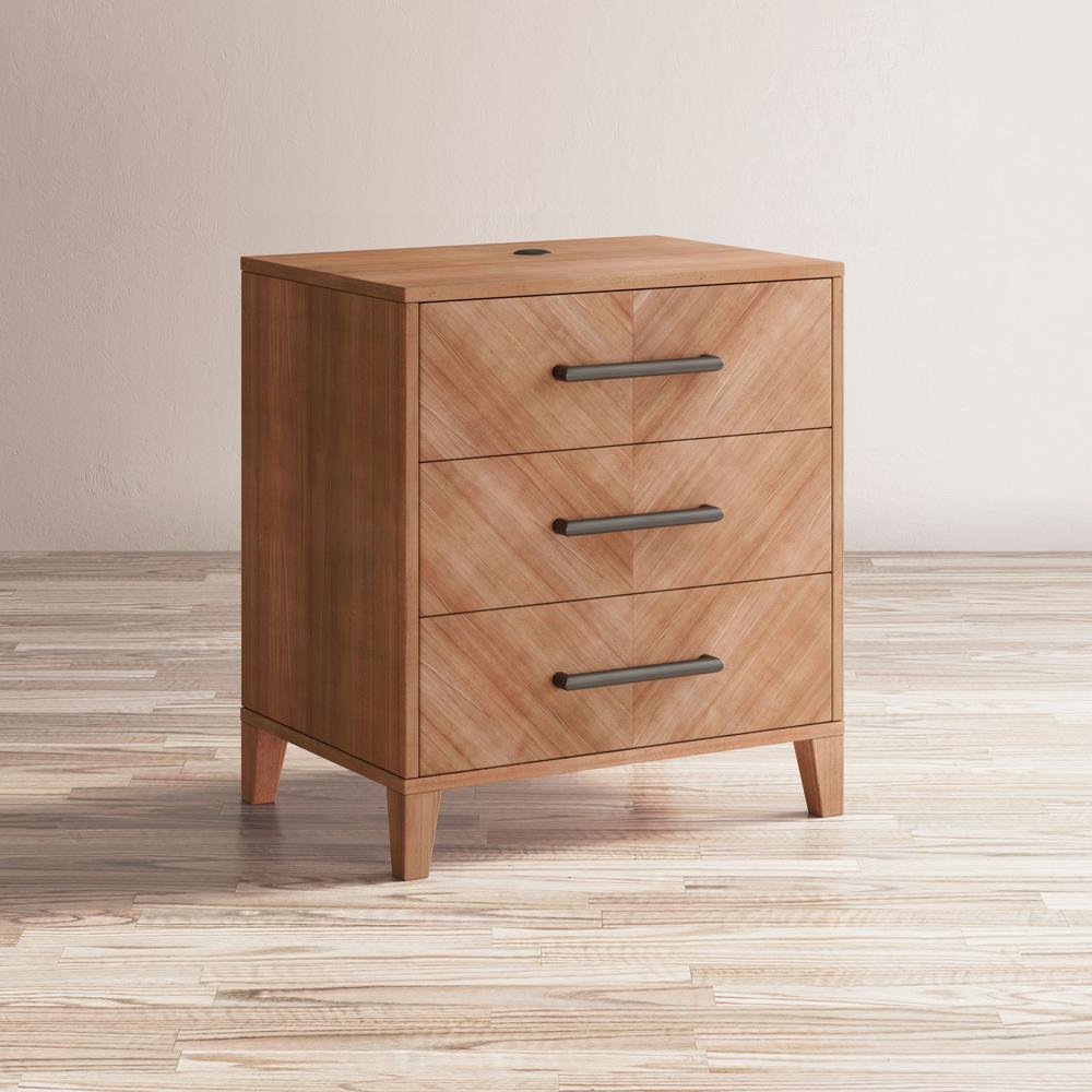 Contemporary Modern 28" USB Charging Nightstand with Drawers and Metal Hardware. Picture 11