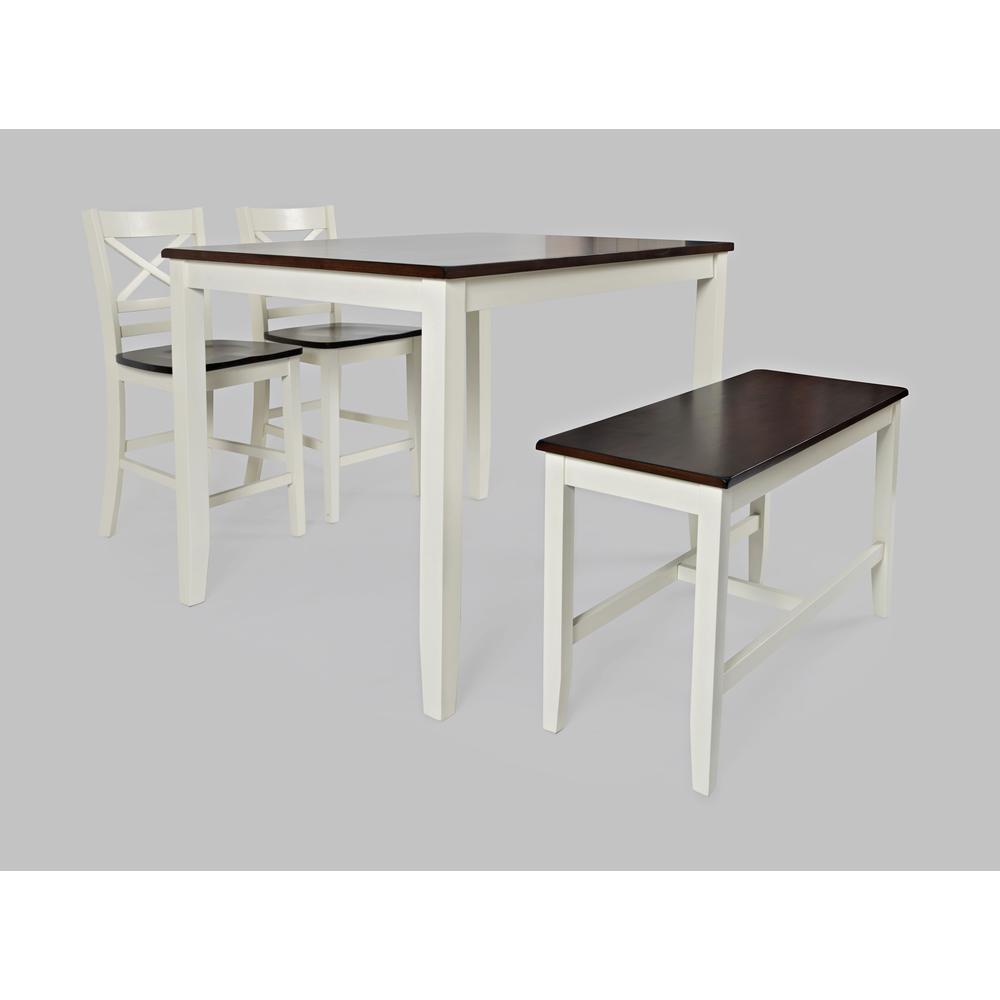 4-Pack Counter Height Dining Set - Table with 2 Stools and Bench. Picture 1