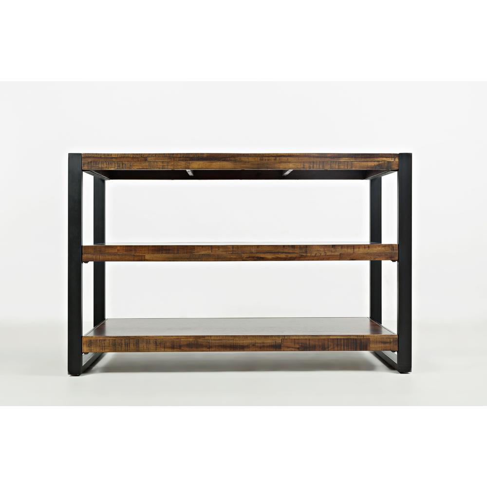 Modern Industrial Distressed Acacia 50" Sofa Table. Picture 1