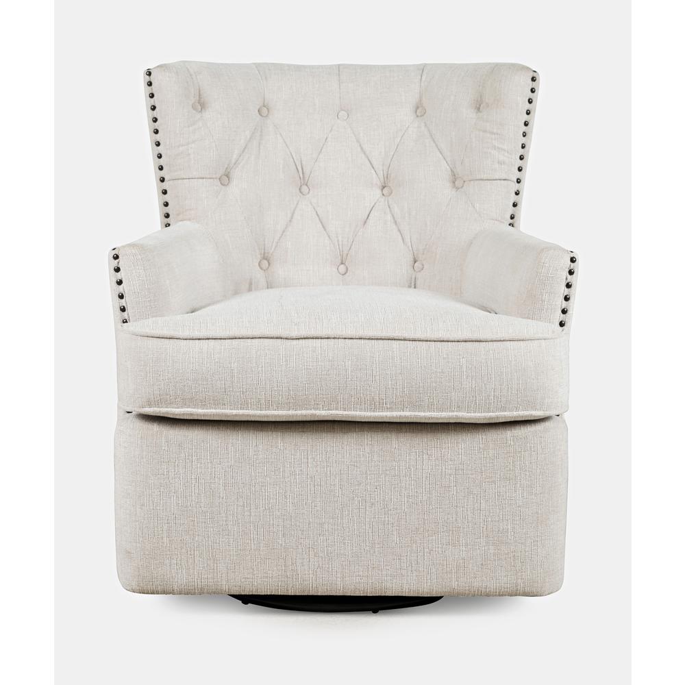 Transitional Upholstered Swivel Chair with Nailhead Trim. Picture 1