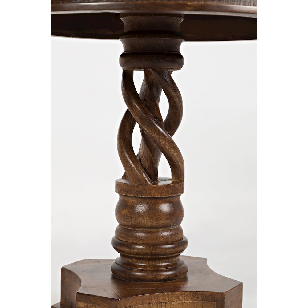 Global Archive Hand Carved Solid Mango Wood Pedestal Table. Picture 5