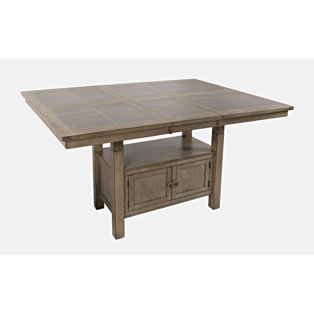 Modern 74'' Storage Dining Table with Tile Inlay and Adjustable Height. Picture 2