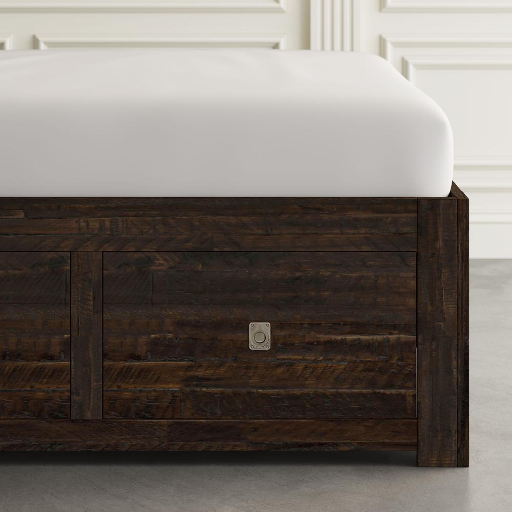 Distressed Rustic Solid Acacia Queen Storage Bed. Picture 5