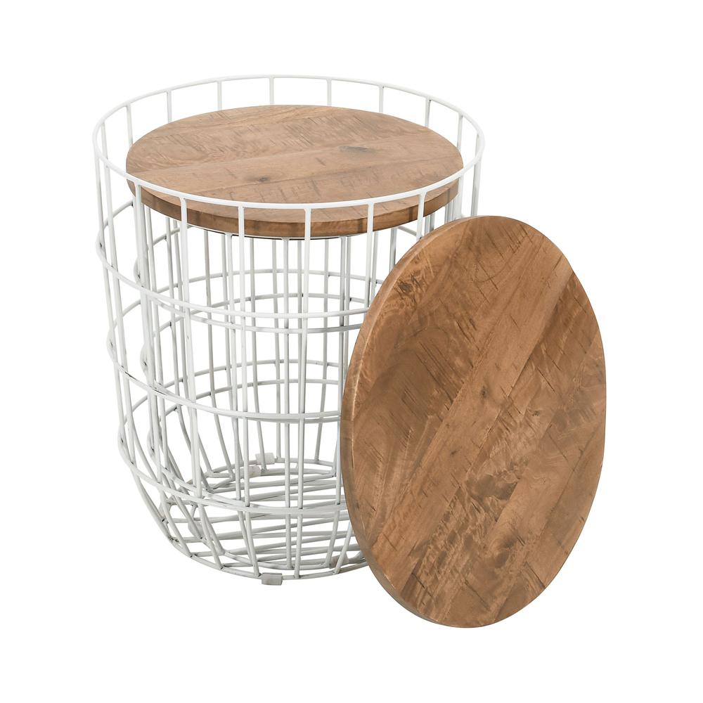 Nested Storage Solid Wood and Metal Basket End Tables (Set of 2). Picture 6