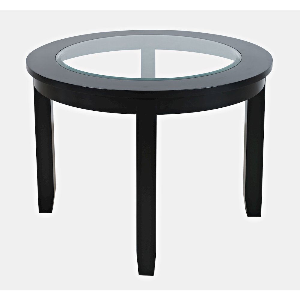 Urban Icon Contemporary 42" Round Glass Inlay Dining Table. Picture 2