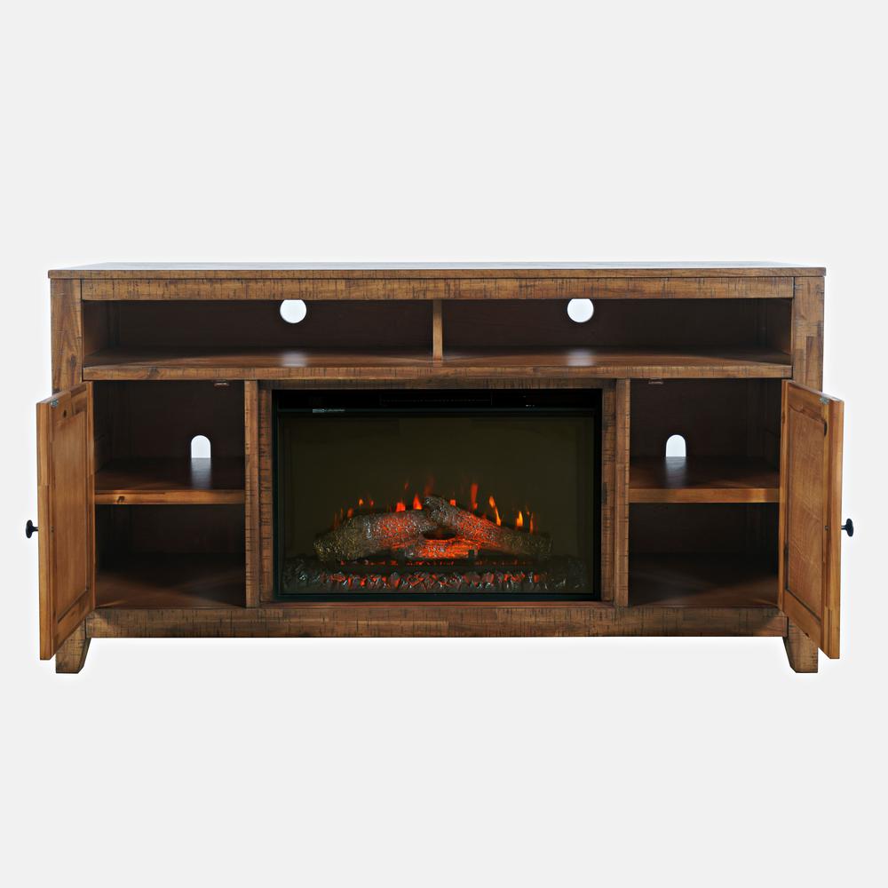 60" Chevron Fireplace Storage Console TV Stand with Electric Fireplace. Picture 9