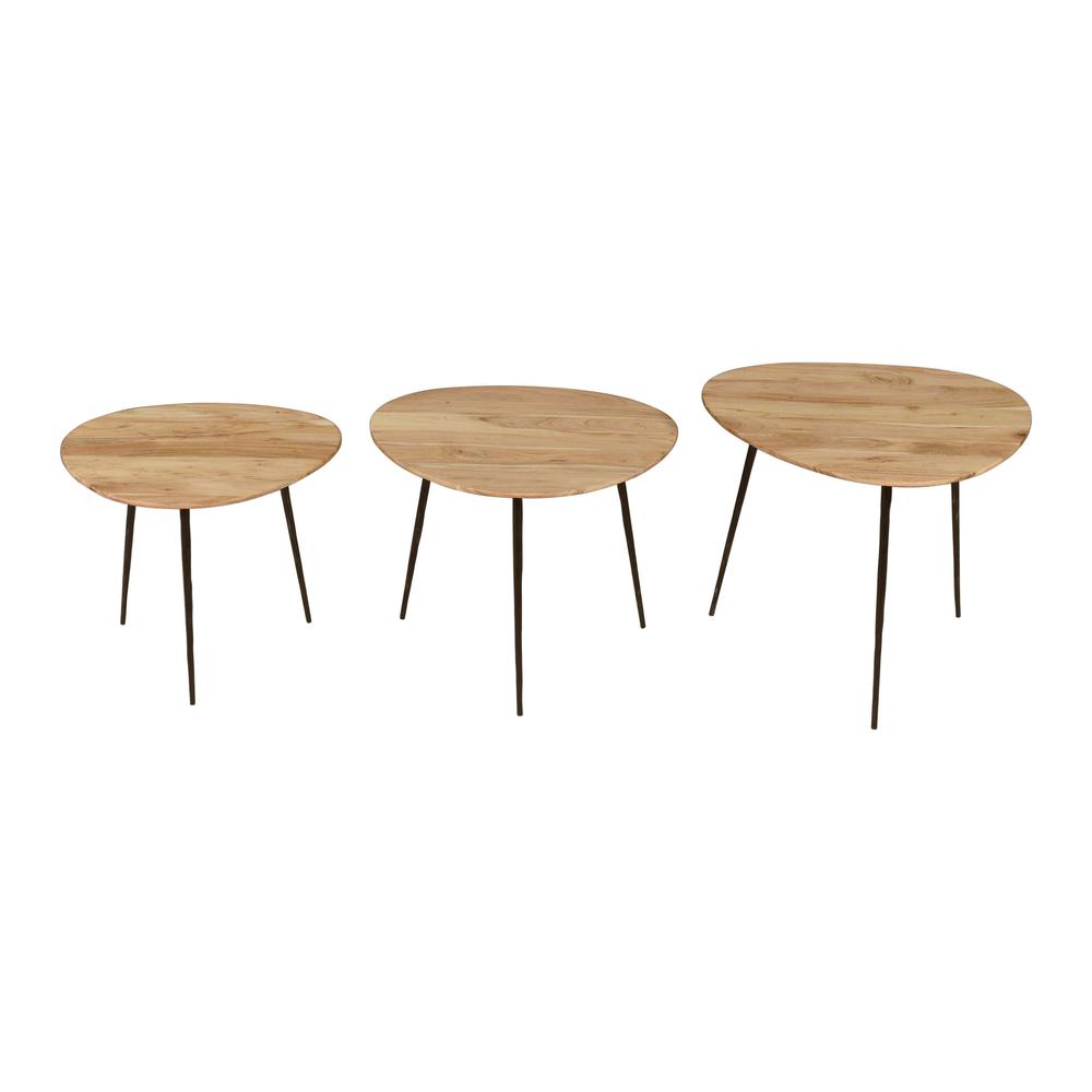 Contemporary Solid Acacia Wood Nesting End Tables (Set of 3). Picture 1