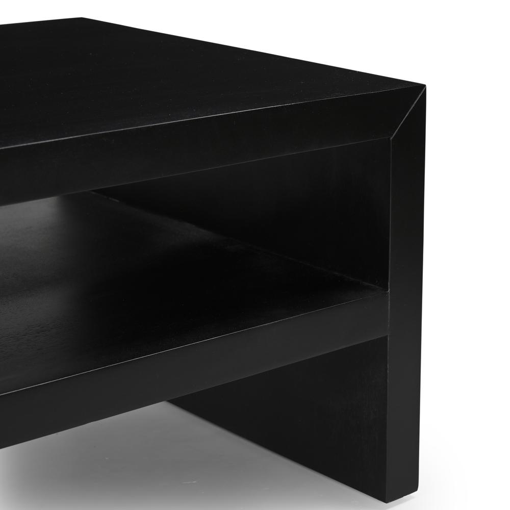 Dev Modern 44 Inch Mitered Angle Solid Wood Coffee Table with Storage Shelf. Picture 4