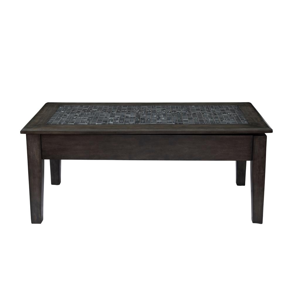 48" Lift Top Coffee Table with Mosaic Tile Inlay. Picture 4
