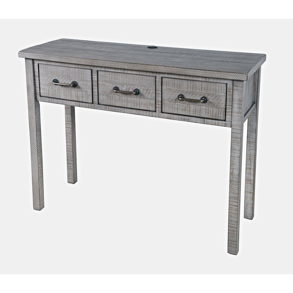 North Coast 42" Washed Finish Three Drawer USB Charging Sofa Table. Picture 2