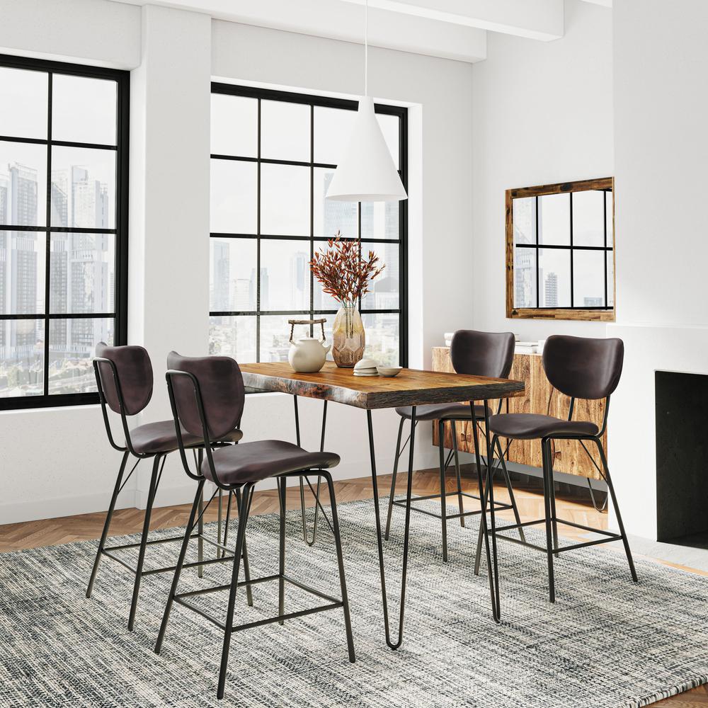 5 Piece Counter Height Dining Set with Modern Upholstered Faux Leather Barstools. Picture 10