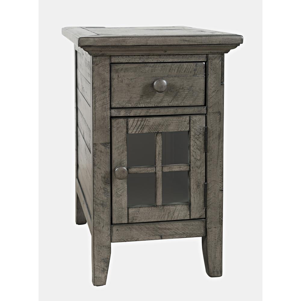 Distressed Acacia USB Charging Chairside End Table. Picture 2
