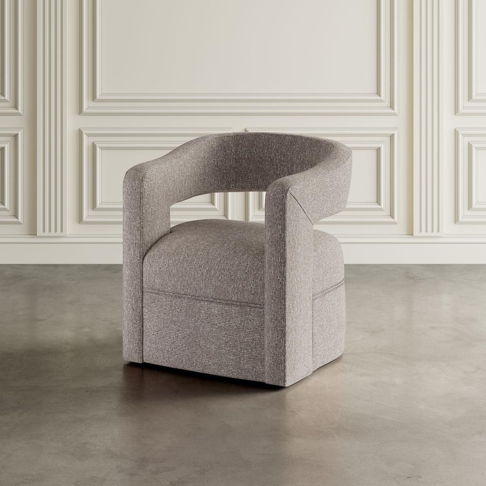 Modern Sculpted Curved Upholstered Swivel Accent Chair. Picture 11