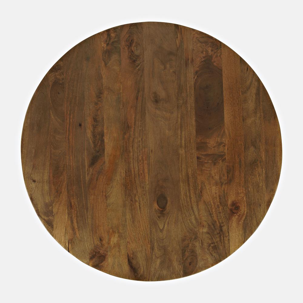 Bodhi 42" Round Rustic Solid Wood Dining Table. Picture 3