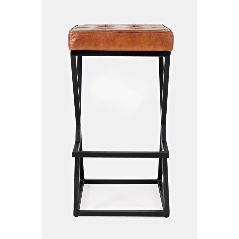 ed Modern Leather Backless Stool. Picture 1