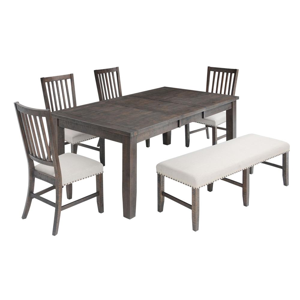 Rustic Distressed 78" Six-Piece Dining Set with Bench. Picture 1