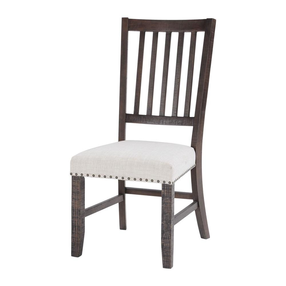 Distressed Solid Pine Upholstered Slatback Chair (Set of 2). Picture 3