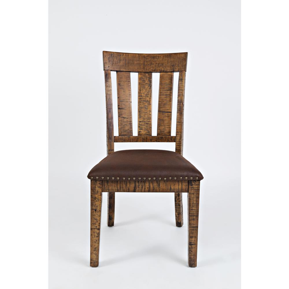 Distressed Wood Dining Chair with Upholstered Seat (Set of 2). Picture 1