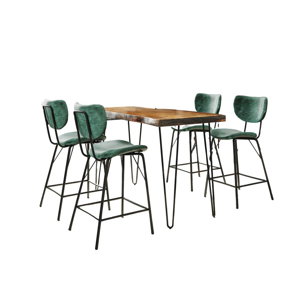5 Piece Counter Height Dining Set with Modern Upholstered Faux Leather Barstools. Picture 1