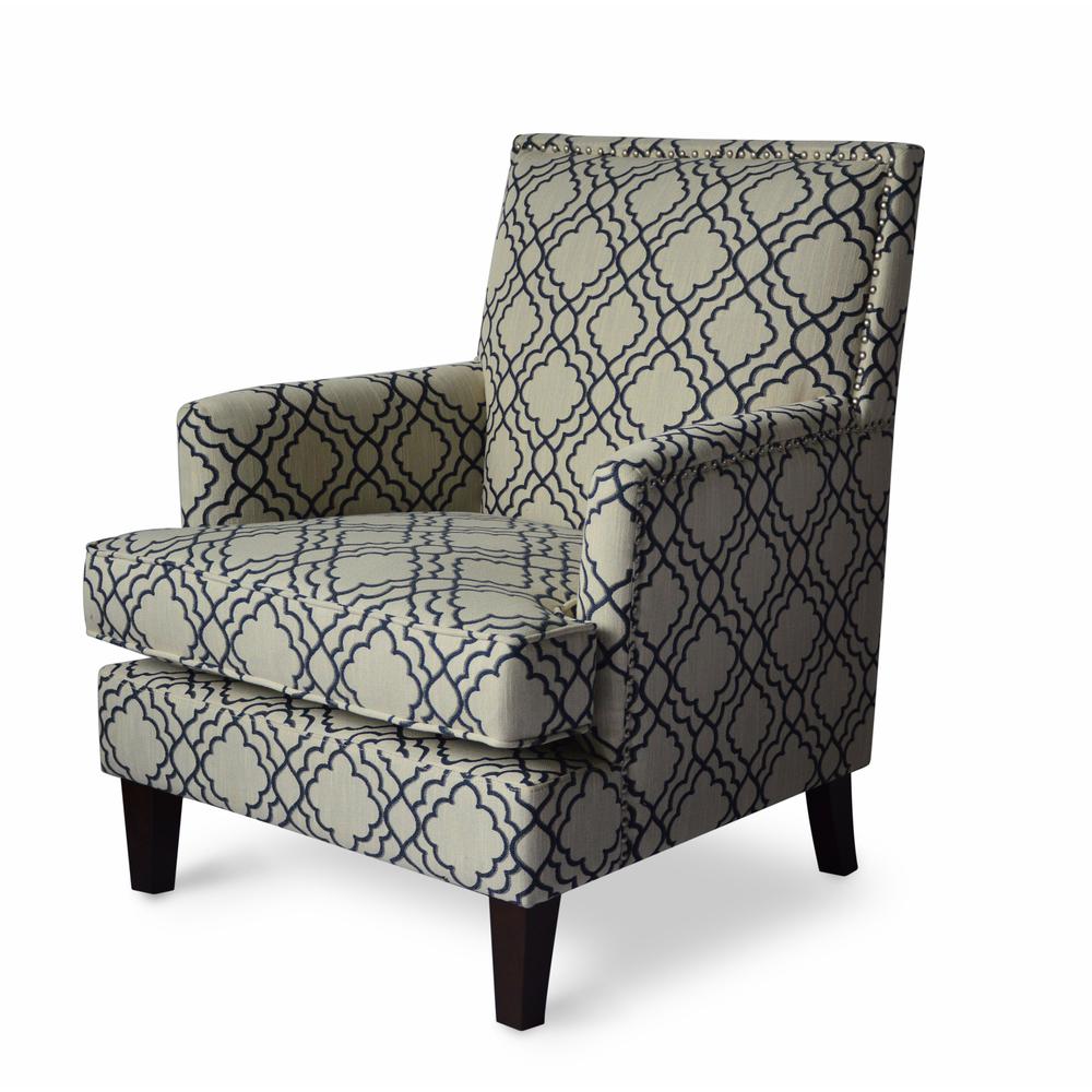 Contemporary Geometric Upholstered Accent Chair with Nailhead Trim. Picture 8