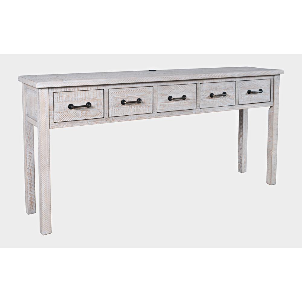 67" Washed Finish Five Drawer USB Charging Sofa Table. Picture 3