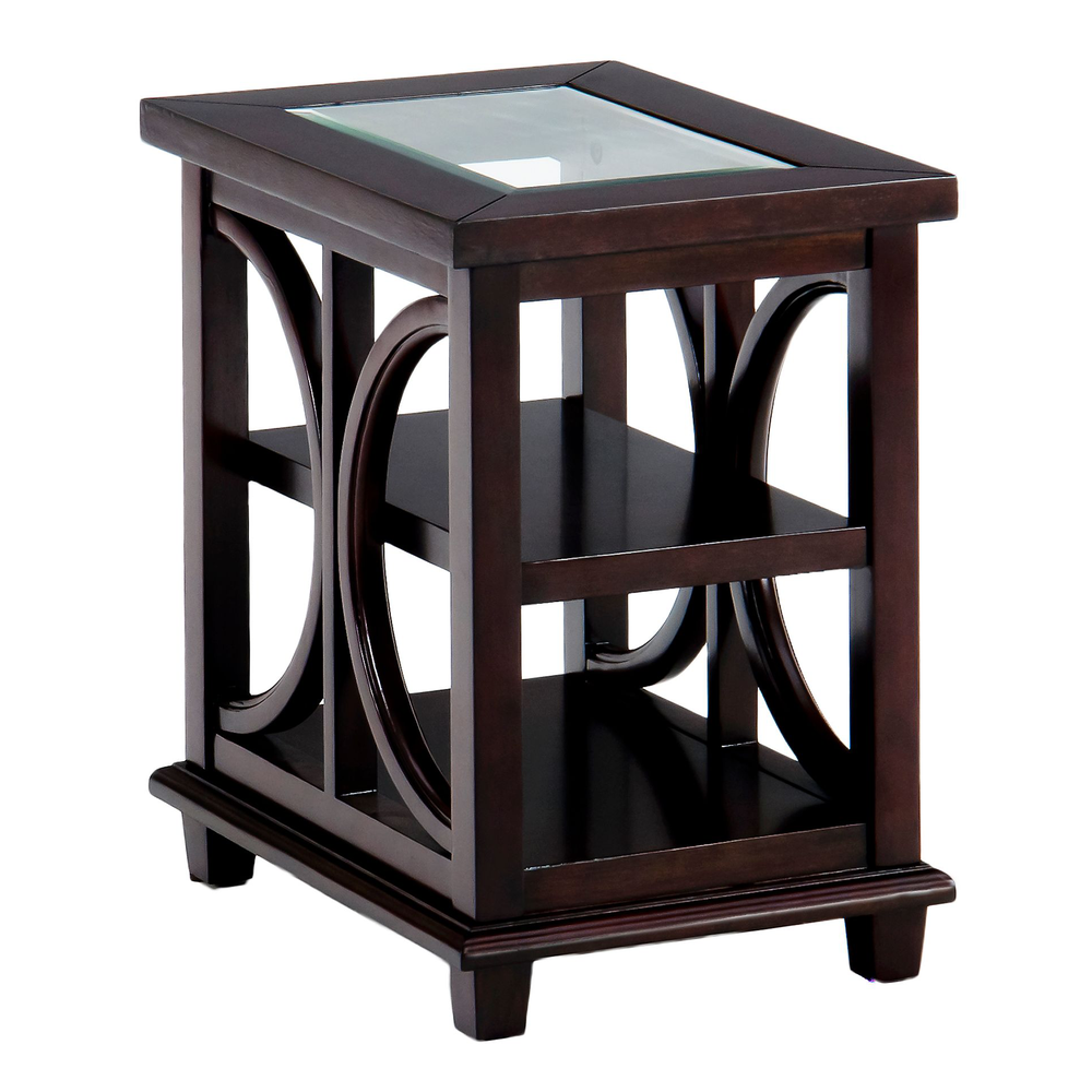 Brown Contemporary Wood and Glass Small End Table. Picture 2