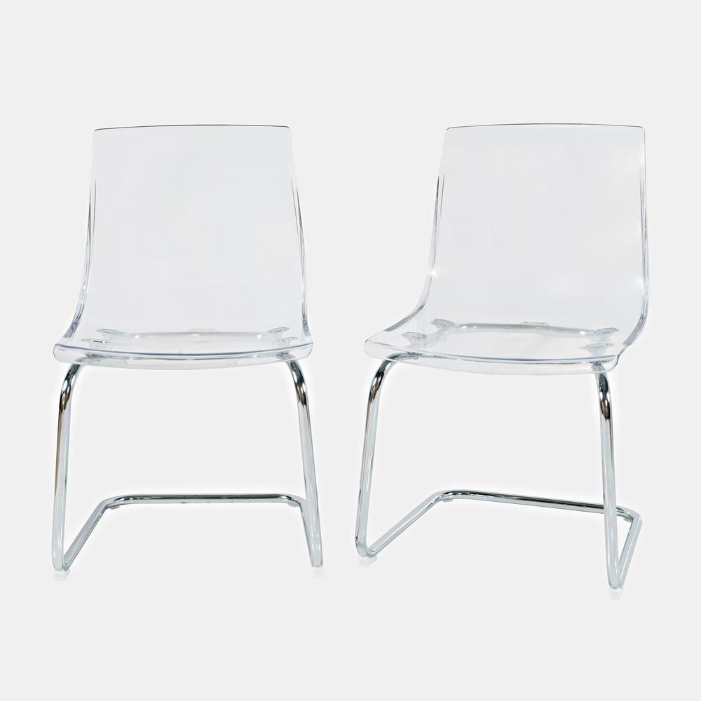 Clarity Modern Contemporary Clear Acrylic Dining Chair (Set of 2). Picture 6