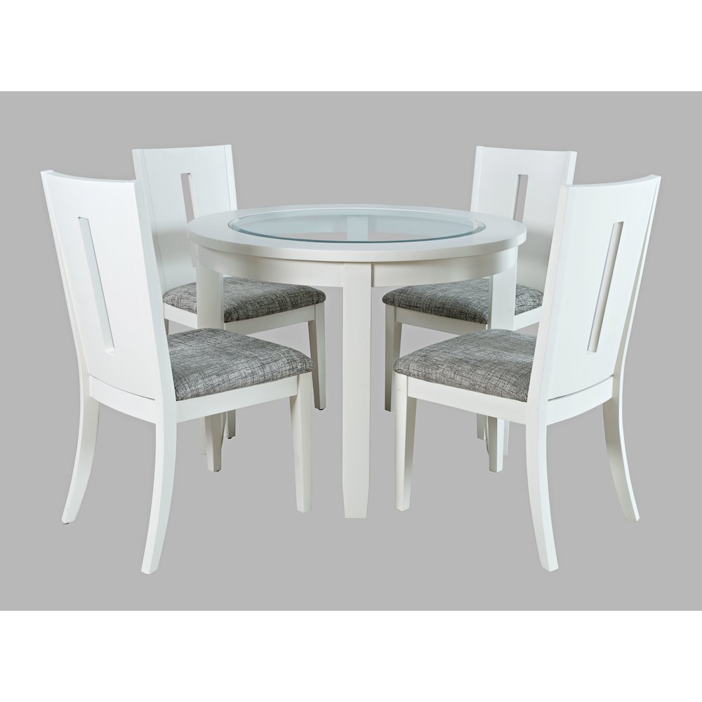 Urban Icon Contemporary 42" Round Five-Piece Dining Set with Upholstered Chairs. Picture 1