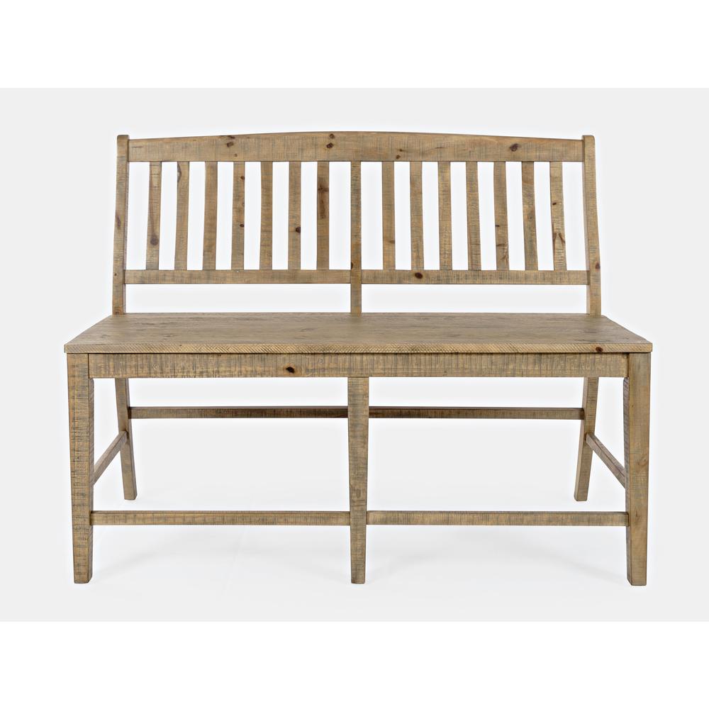 Modern Rustic Solid Pine Slatback Counter Height Bench. Picture 1
