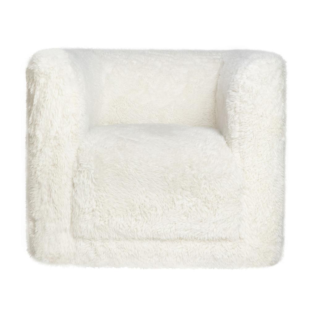 Luxury Plush Faux Fur Upholstered Swivel Accent Chair. Picture 1