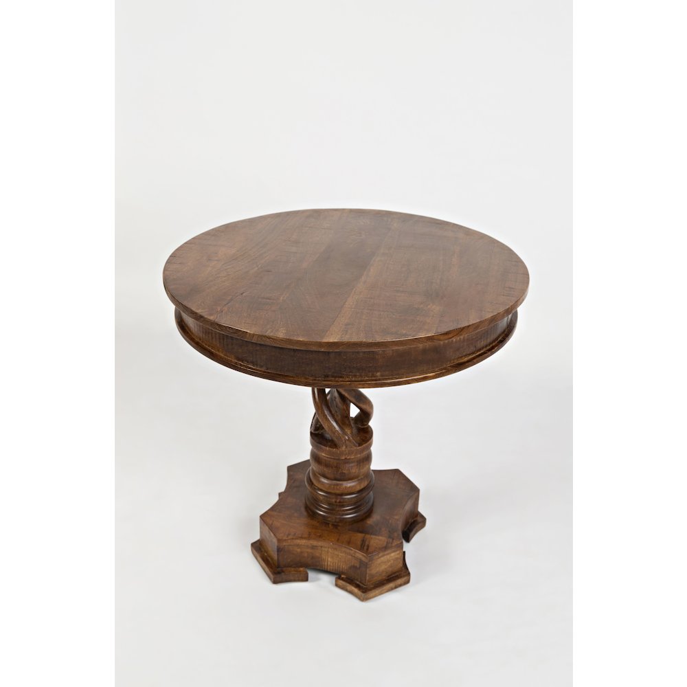 Global Archive Hand Carved Solid Mango Wood Pedestal Table. Picture 8