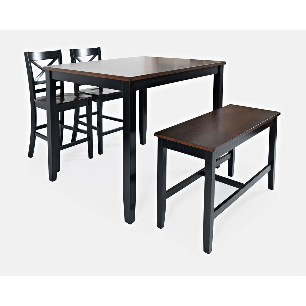 4-Pack Counter Height Dining Set - Table with 2 Stools and Bench. Picture 1