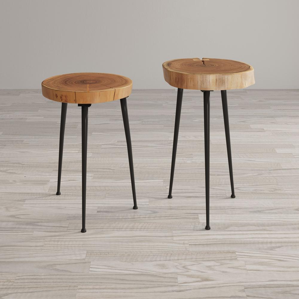 Flat-Pack Wood and Iron Accent Tables (Set of 2). Picture 10