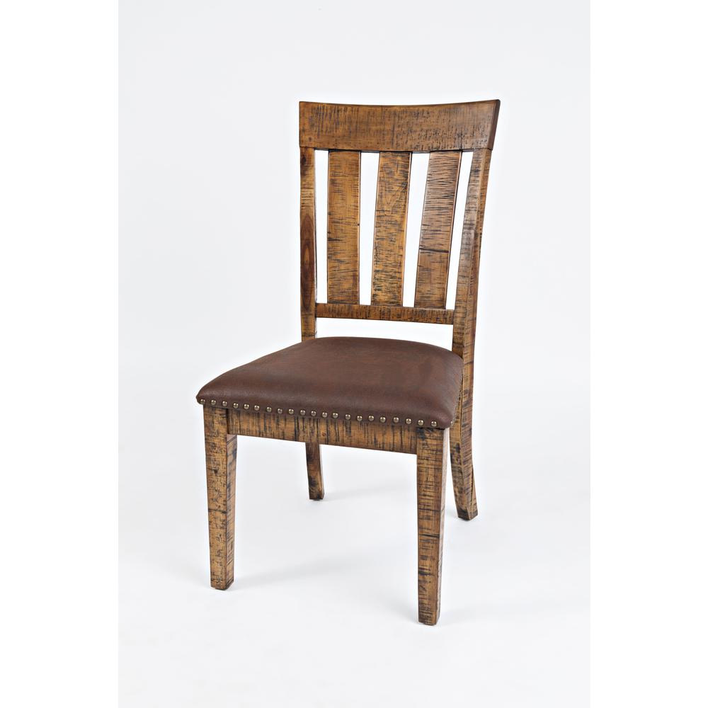 Distressed Wood Dining Chair with Upholstered Seat (Set of 2). Picture 2