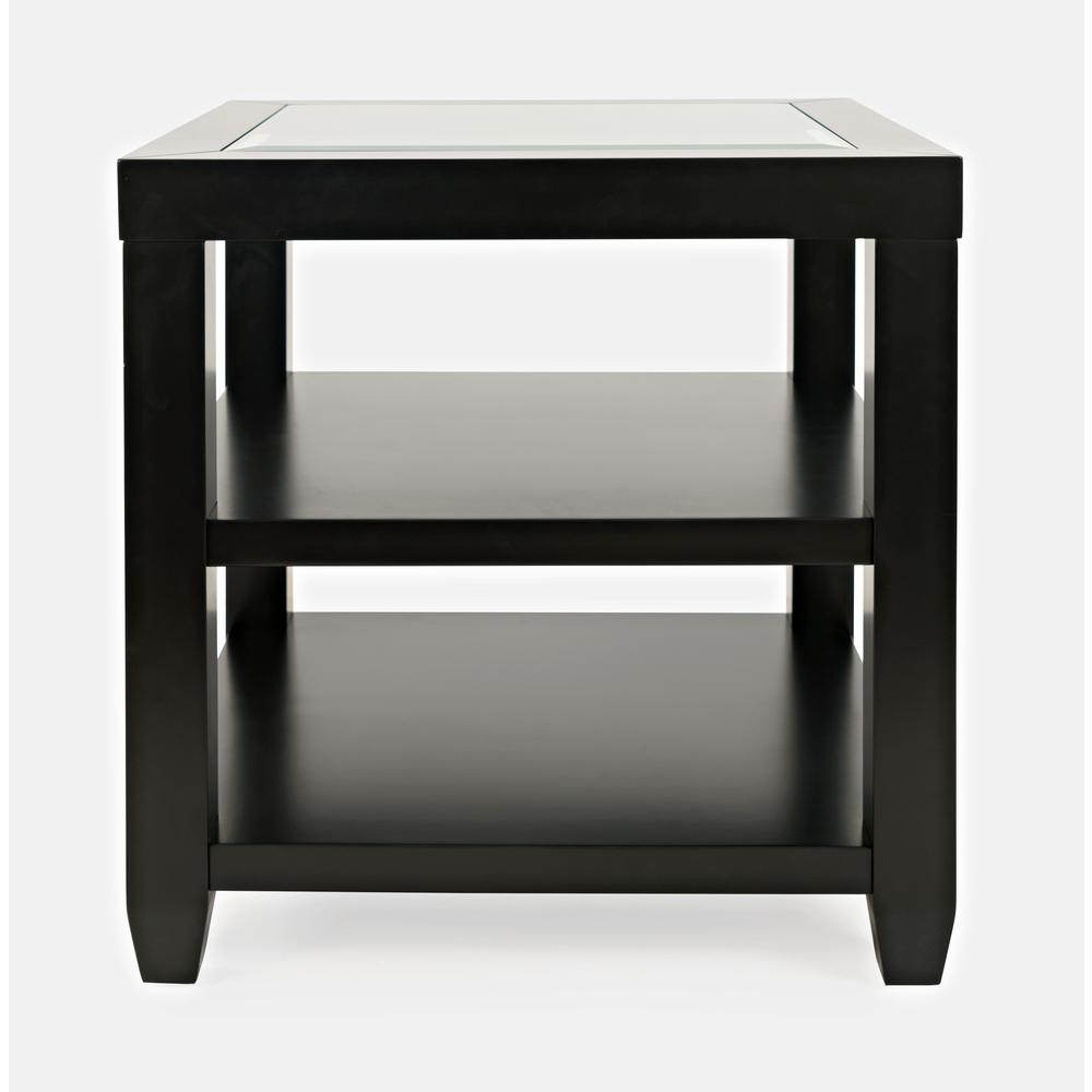 Contemporary Glass Inlay End Table with Storage. Picture 1