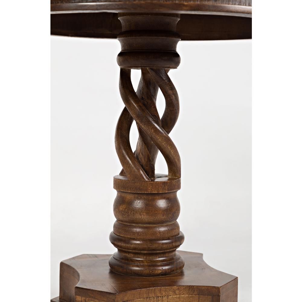 Hand Carved Solid Mango Wood Pedestal Table. Picture 6