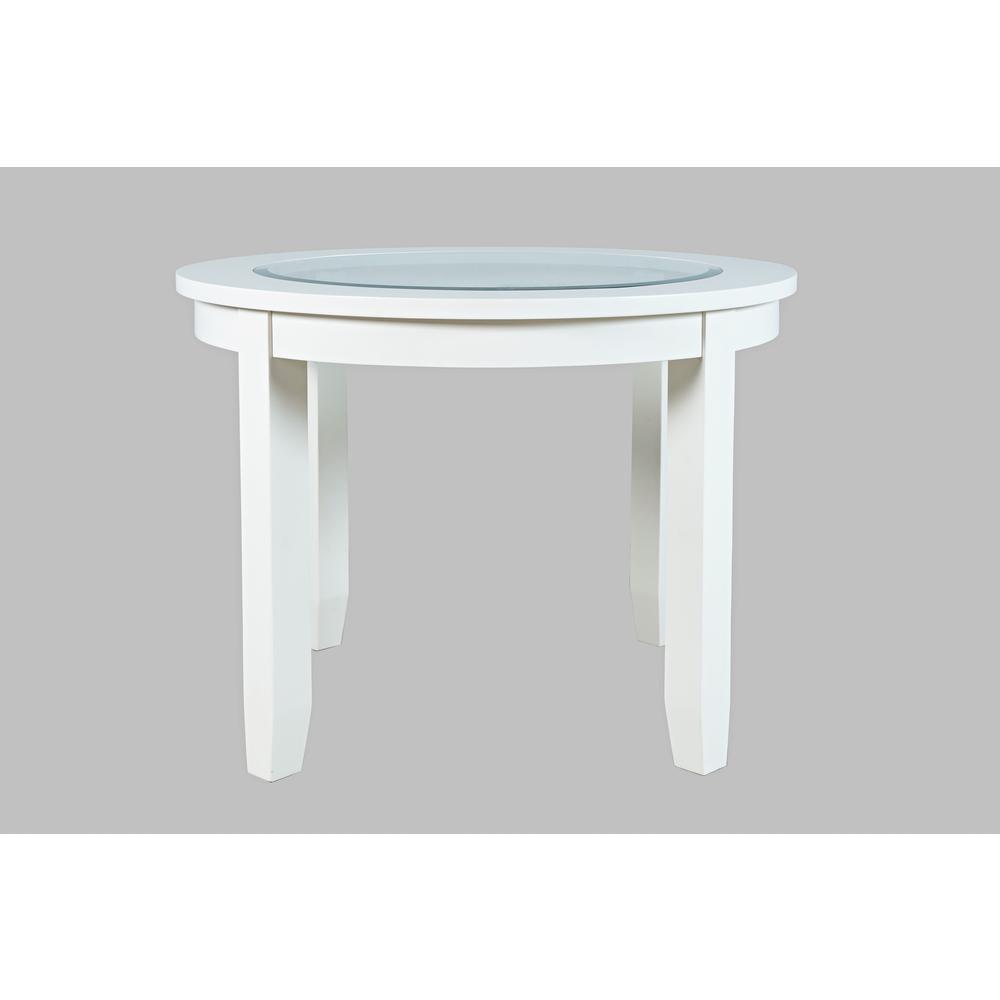 Contemporary 42" Round Glass Inlay Dining Table. Picture 1