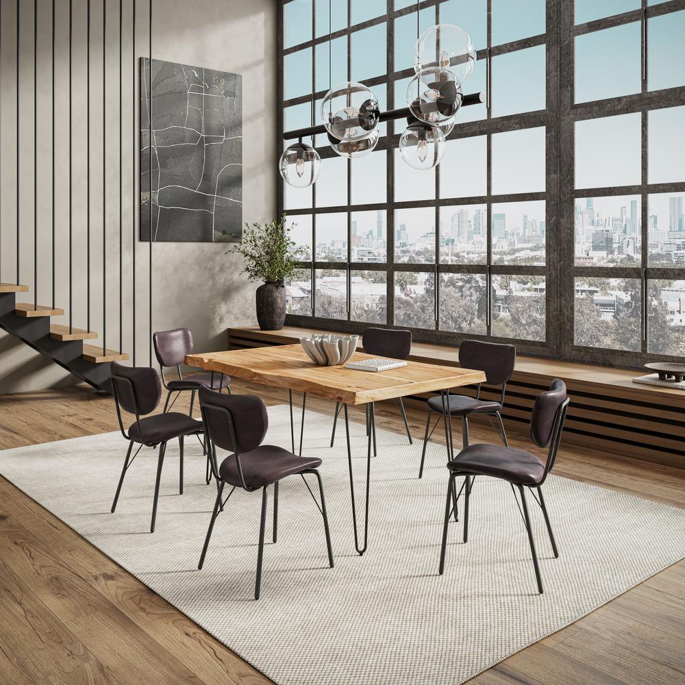 Modern Dining Set with Upholstered Contemporary Chairs - Natural and Dark Brown. Picture 9