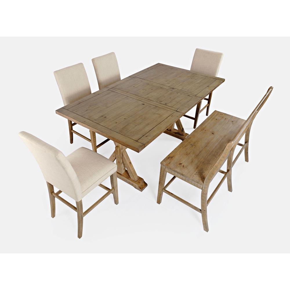 Solid Pine 78" Six-Piece Counter Height Dining Set with Bench and Slat Stools. Picture 1