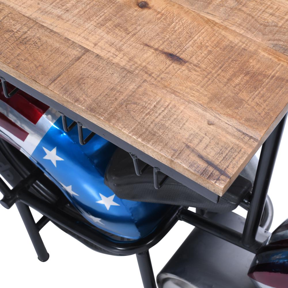 70" Patriotic American Flag Motorcycle Bar Console Table with Storage. Picture 3