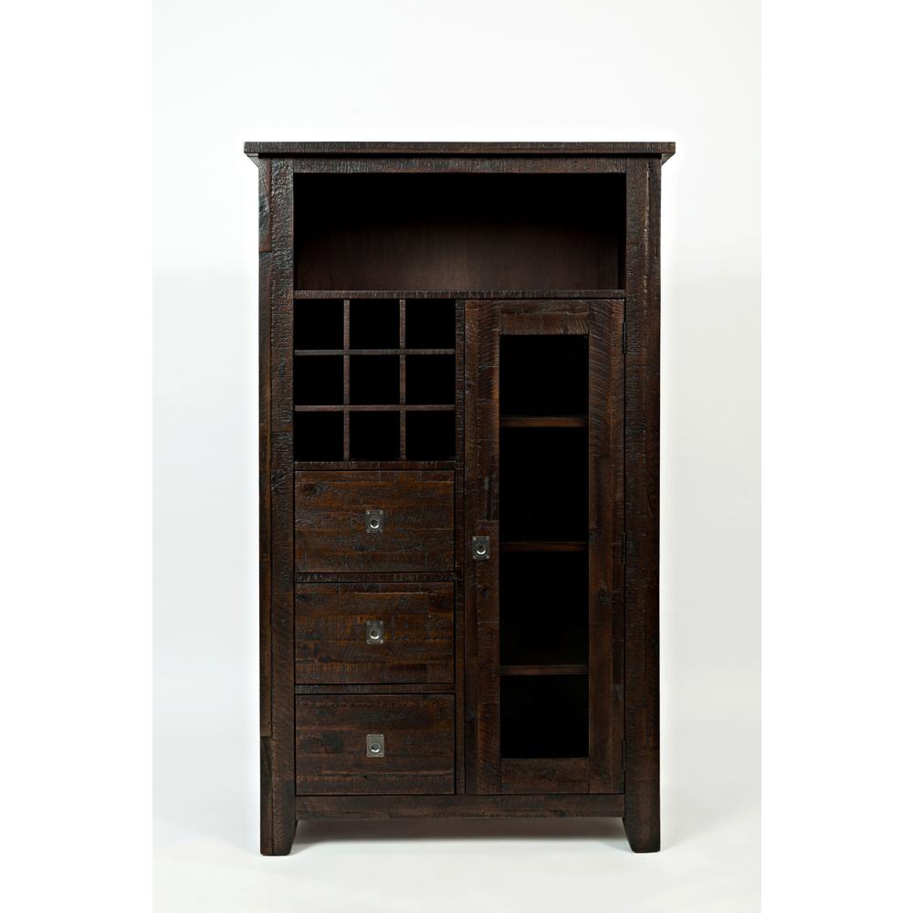 Distressed Rustic Solid Acacia Pantry Cabinet with Wine Rack. Picture 8