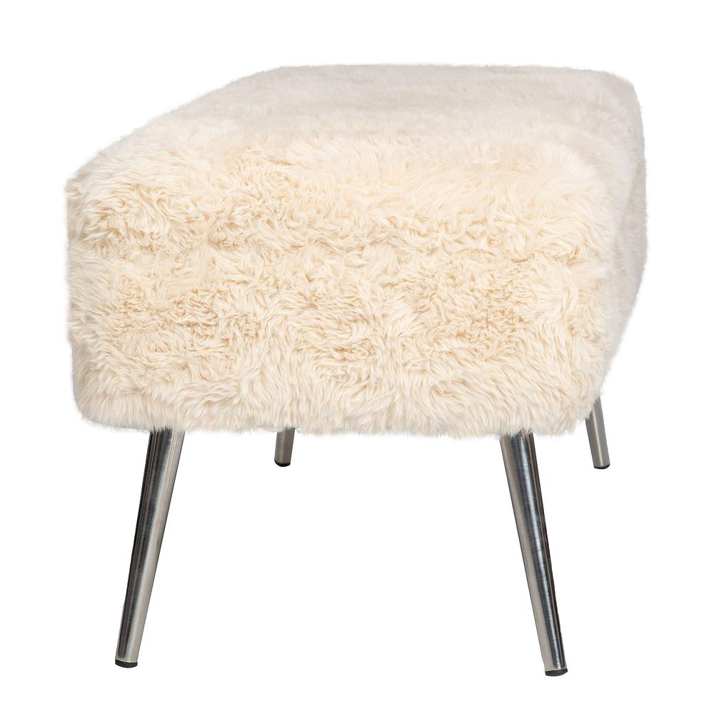 Luxury Plush Faux Fur Upholstered Storage Bench. Picture 8