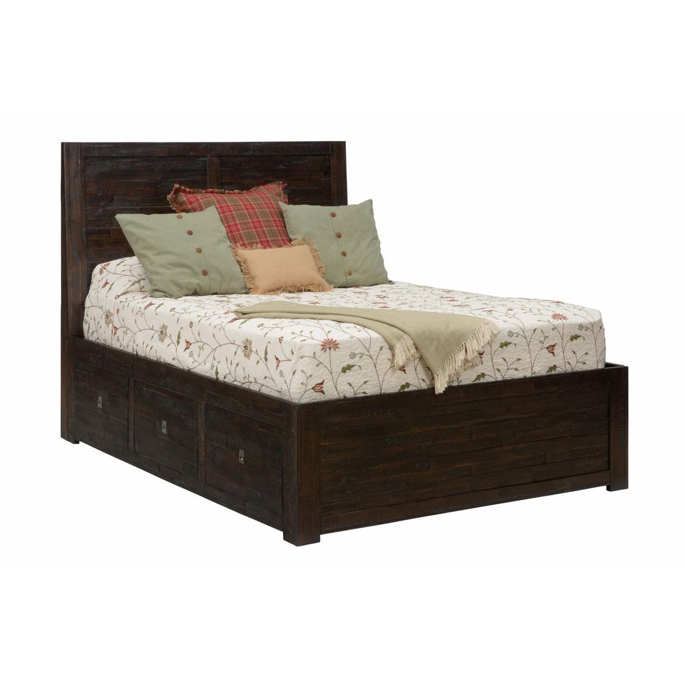 Distressed Rustic Solid Acacia Queen Storage Bed. Picture 3