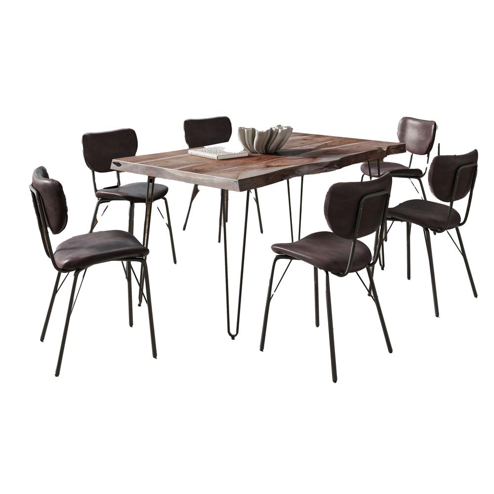 Modern Dining Set with Upholstered Contemporary Chairs - Slate and Dark Brown. Picture 2